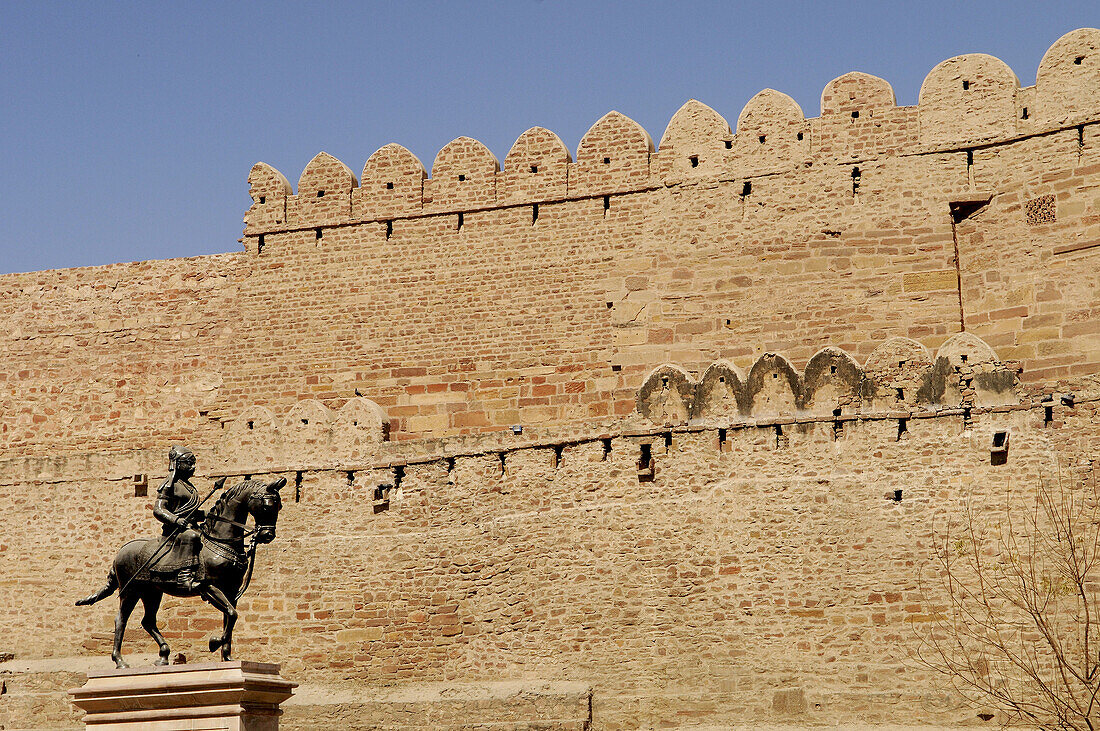 The beautiful fort in the desert town of Naguar, Rajasthan, India