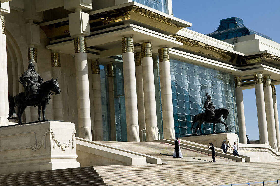 The Mongolian Parliament in Sukhbaatar Square Ulaan Baatar, Mongolia