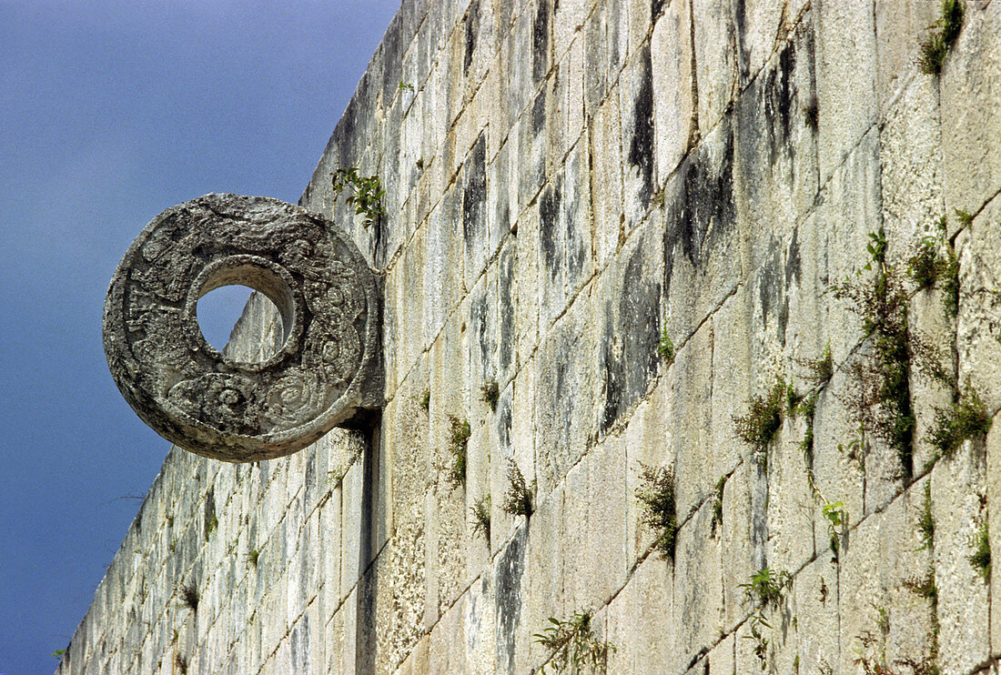 Goal at ball game court, Mayan ruins of Chichén Itzá. Yucatan, Mexico