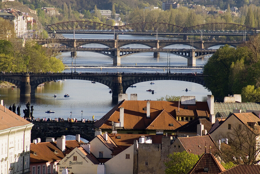 Bridges over Vltava River, Prague. Czech Republic