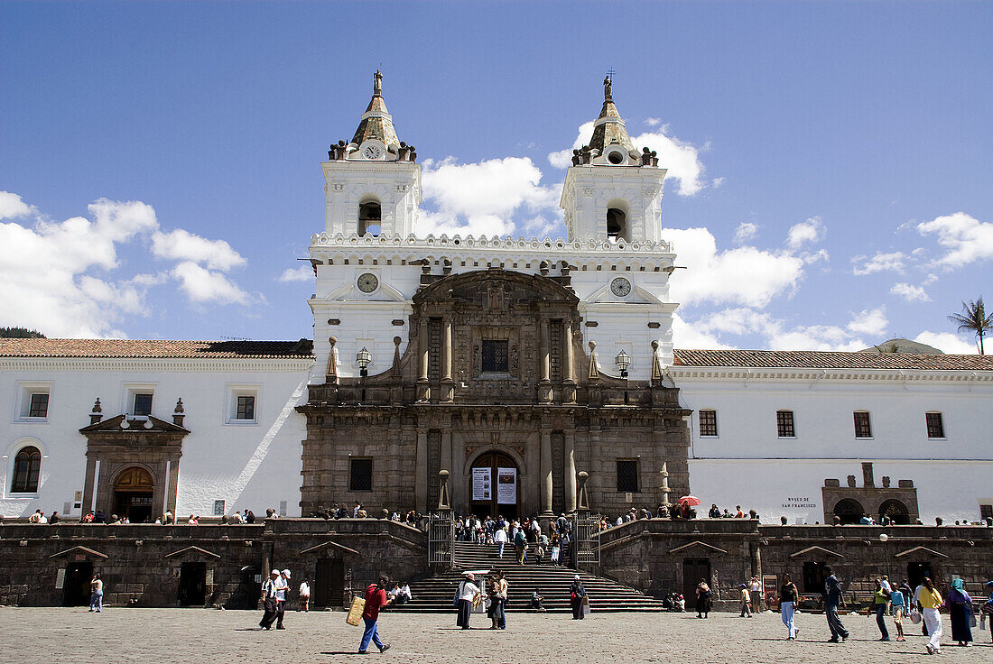 Ecuador.Quito.Historical center.Square of San Francisco with the church and convent of San francisco (XVI century).