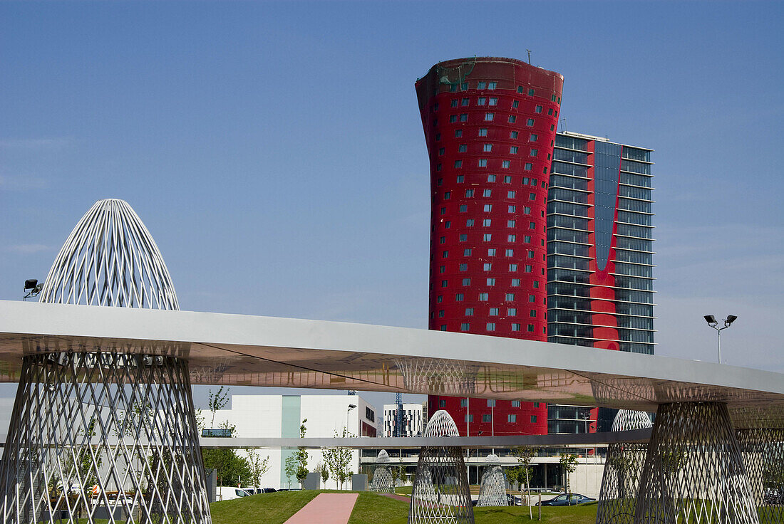 Spain  Barcelona  Towers designed by the architec Toyo Ito in te Europe square