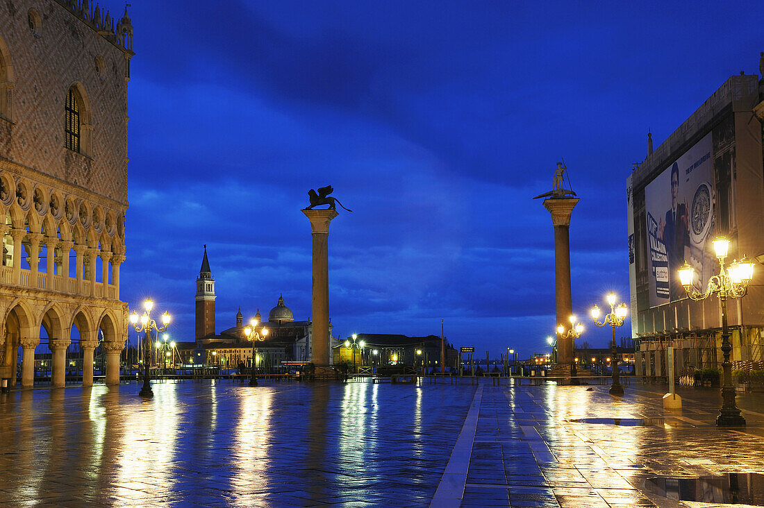 Acqua alta (high water) in Piazza San Marco,  Venice. Veneto,  Italy