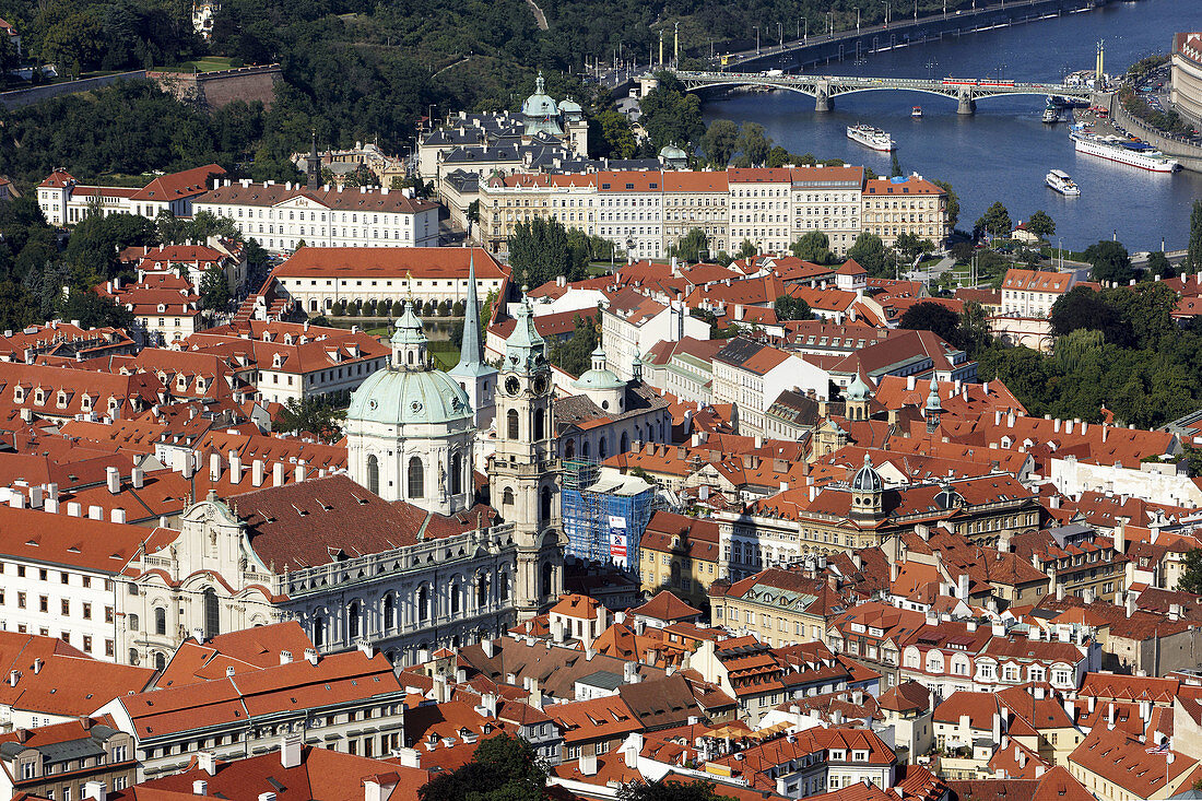 St. Nicholas Church and Vltava river, Prague, Czech Republic