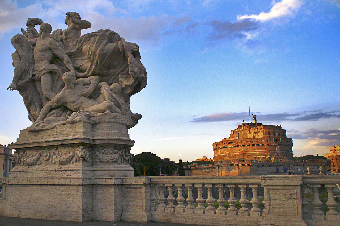 Italy. Rome. Castel Sant´Angelo from Vittorio Emanuelle II bridge.