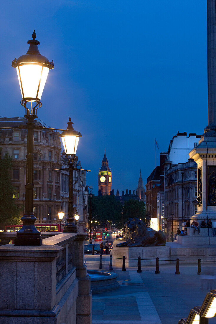 Whitehall & westminster from  Trafalgar square  London  England  UK