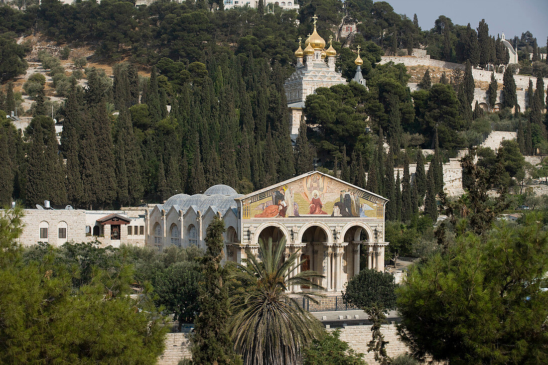 Church of all nations russian orthodox church domes gethsemane jerusalem. Israel.