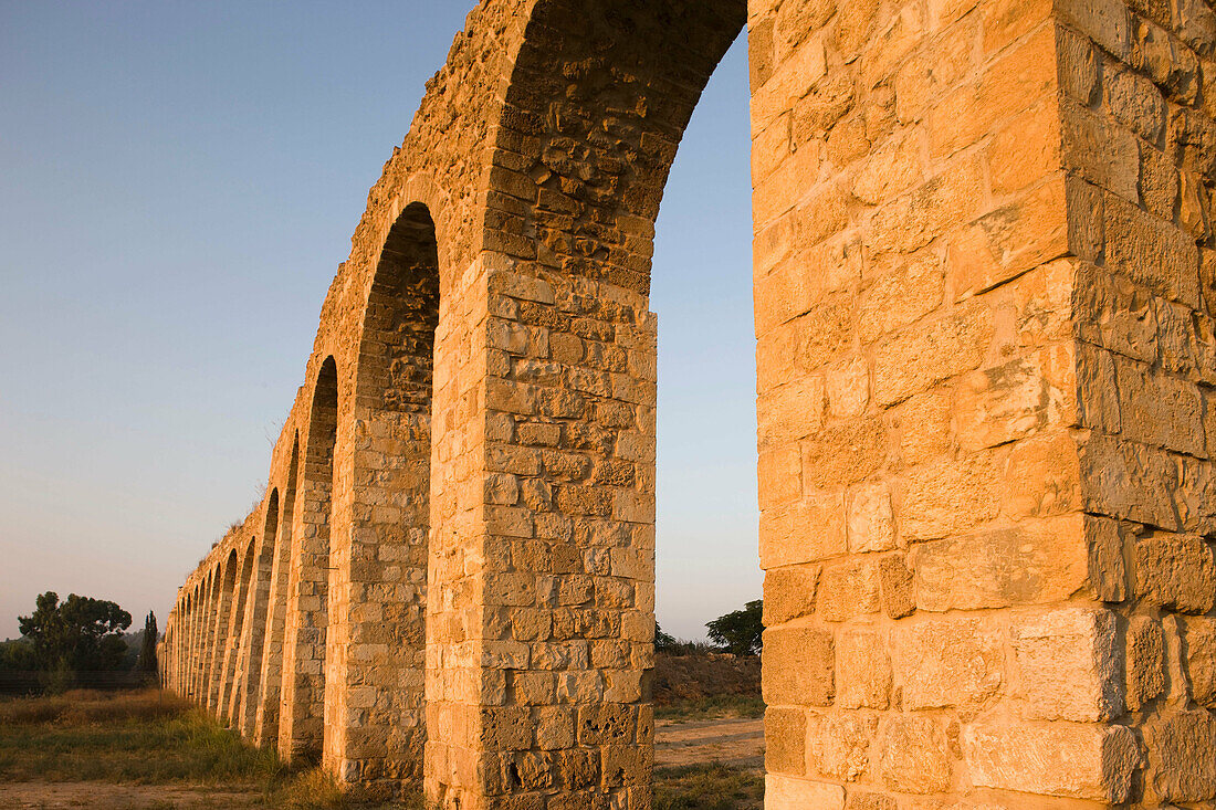 Old ottoman turkish aquaduct lohamei hagetaott kibbutz acco. Israel.