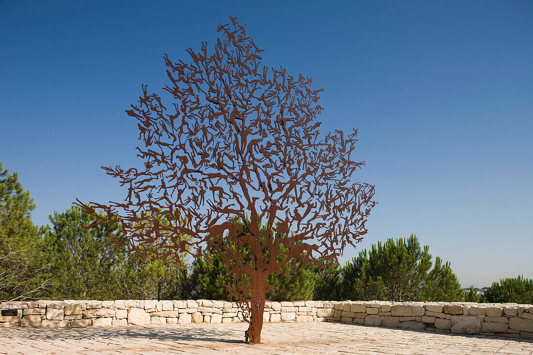 Steel tree of figures yad vashem holocaust museum jerusalem. Israel.