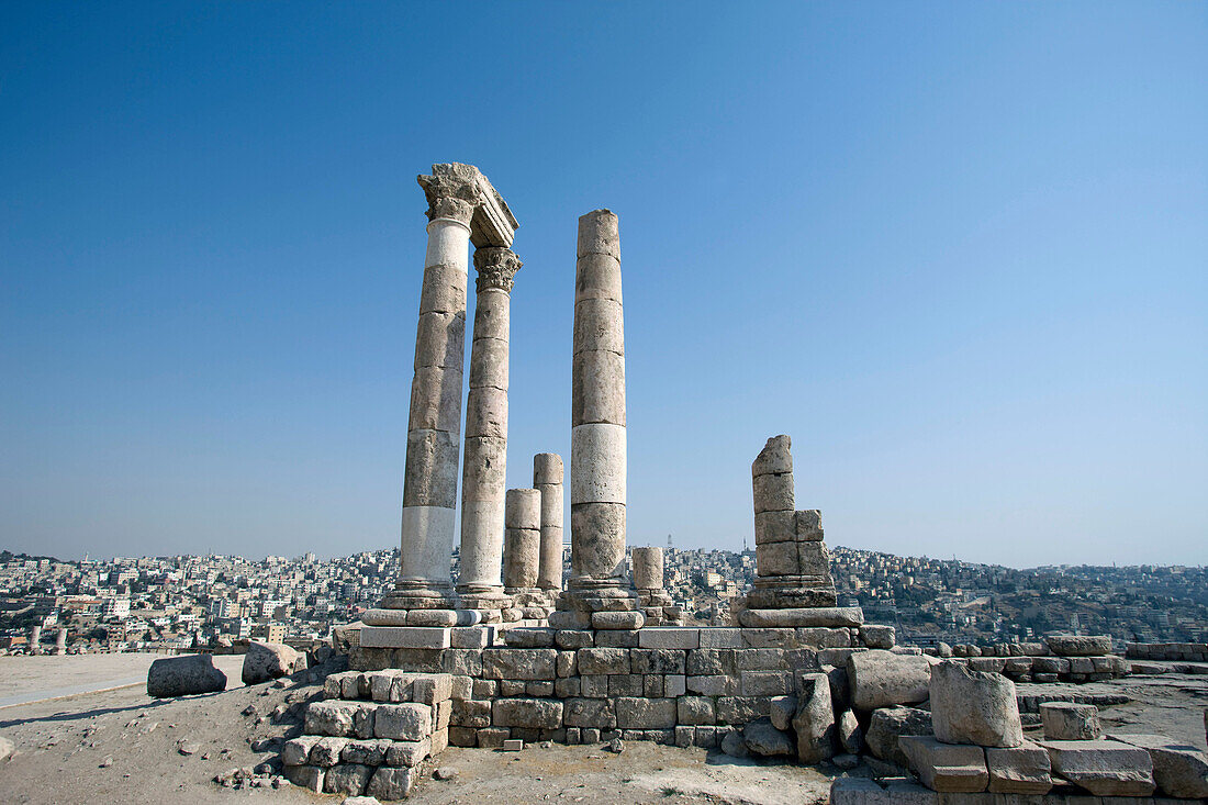 Roman temple of hercules ruins of. Citadel. Amman. Jordan.