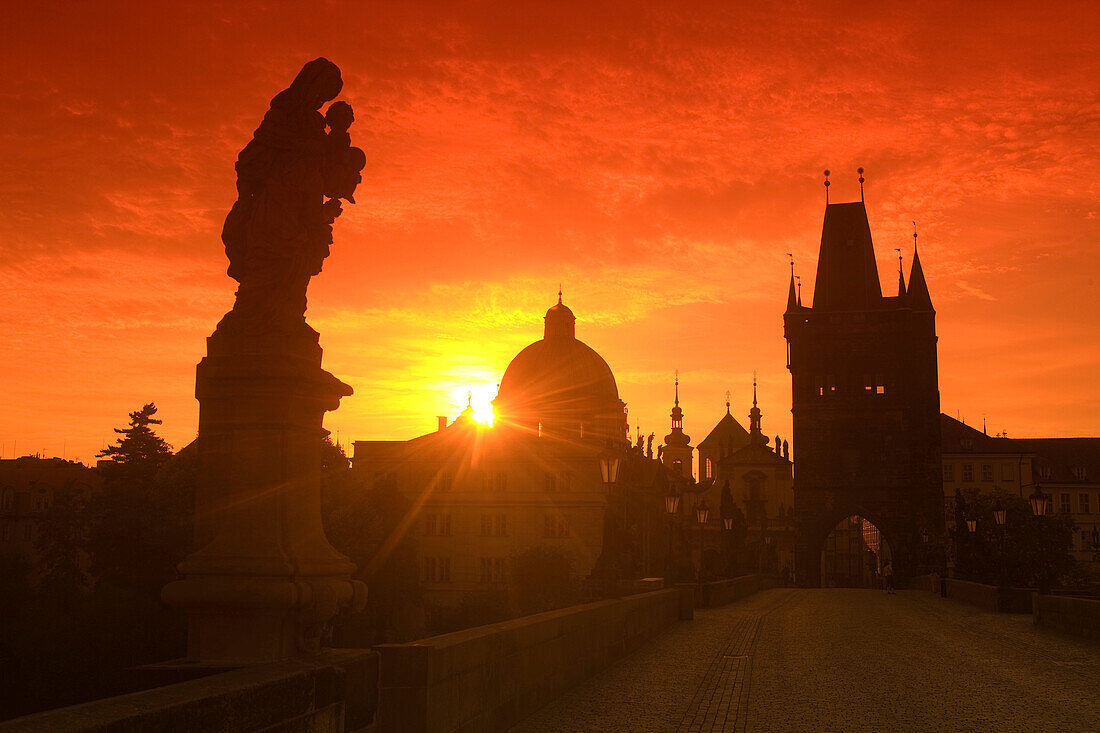 Baroque statues king charles iv bridge. Prague. Czech Republic.