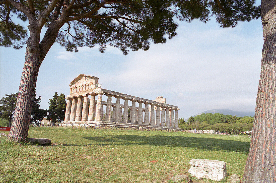 Temple of Hera, Archeological excavation in Paestum, Castellabate, Cilento, Italy