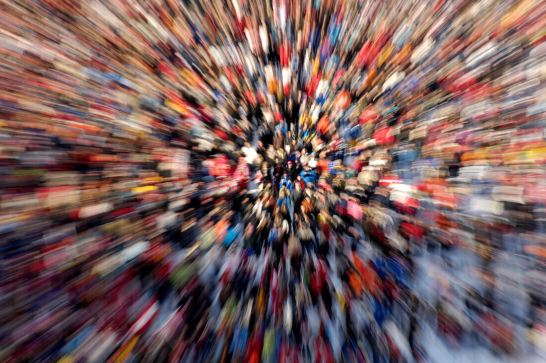 High angle view at a crowd, Garmisch-Partenkirchen, Bavaria, Germany, Europe