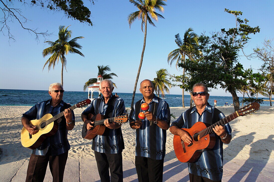 Band playing at beach, Guardalavaca, Holguin, Cuba, West Indies