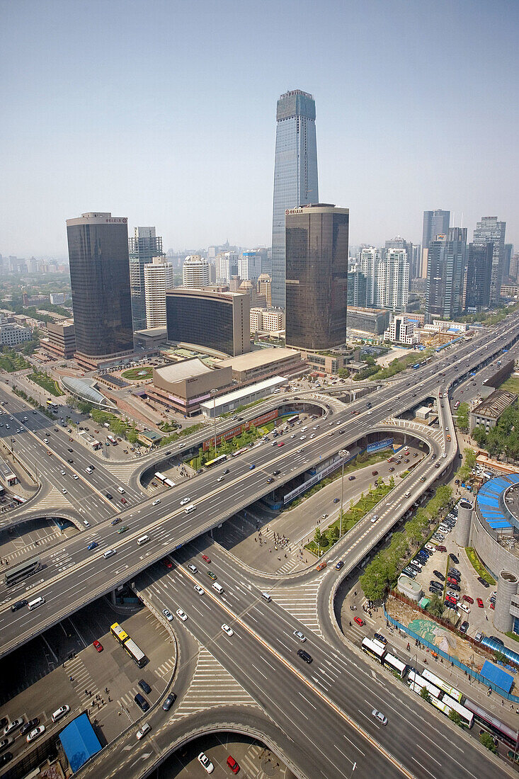 China -April 2008. Beijin City. CBD District. China  World Trade Center at  Guomao. DongsanhuanAvenue