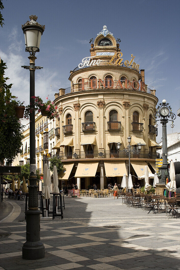 Building on the corner of Calle Ancha, Jerez de la Frontera. Cadiz province, Andalucia, Spain