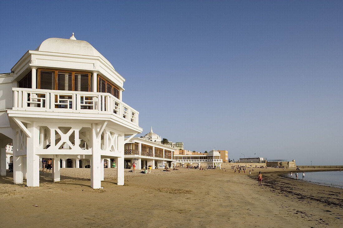 La Caleta beach and bath houses, Cadiz. Andalucia, Spain