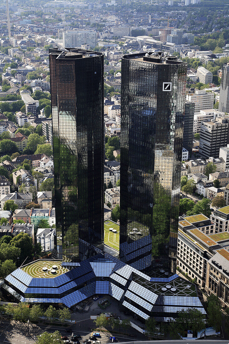 Germany, Hessen, Frankfurt am Main, general aerial view, Deutsche Bank Towers