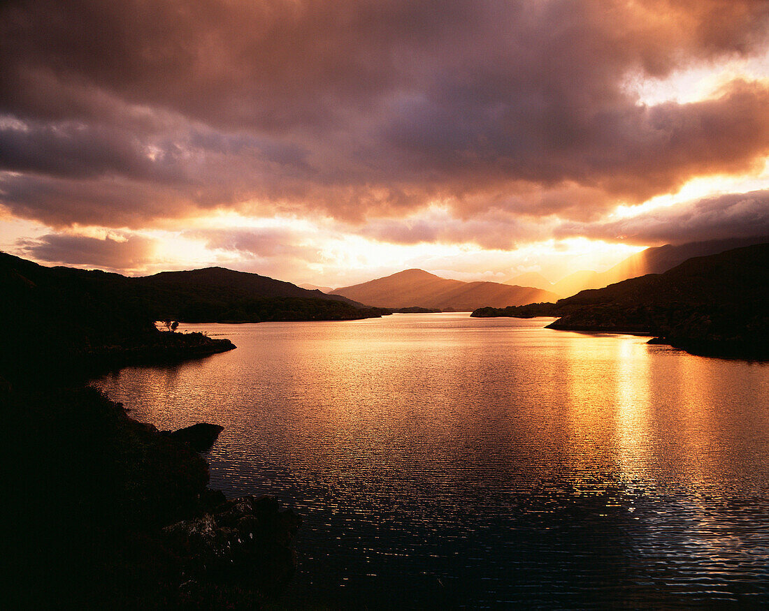 Sunset over Lakes, Killarney National Park, County Kerry, Ireland