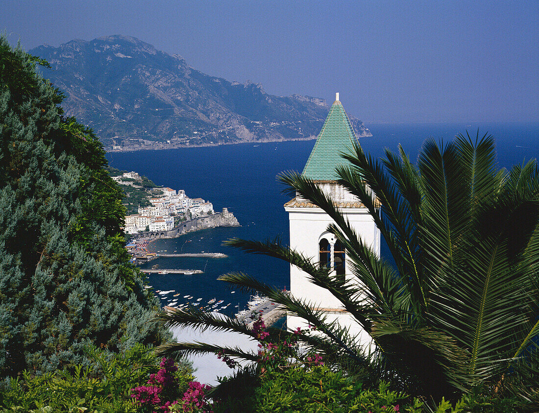 Coastline View with Church, Amalfi, Campania, Italy