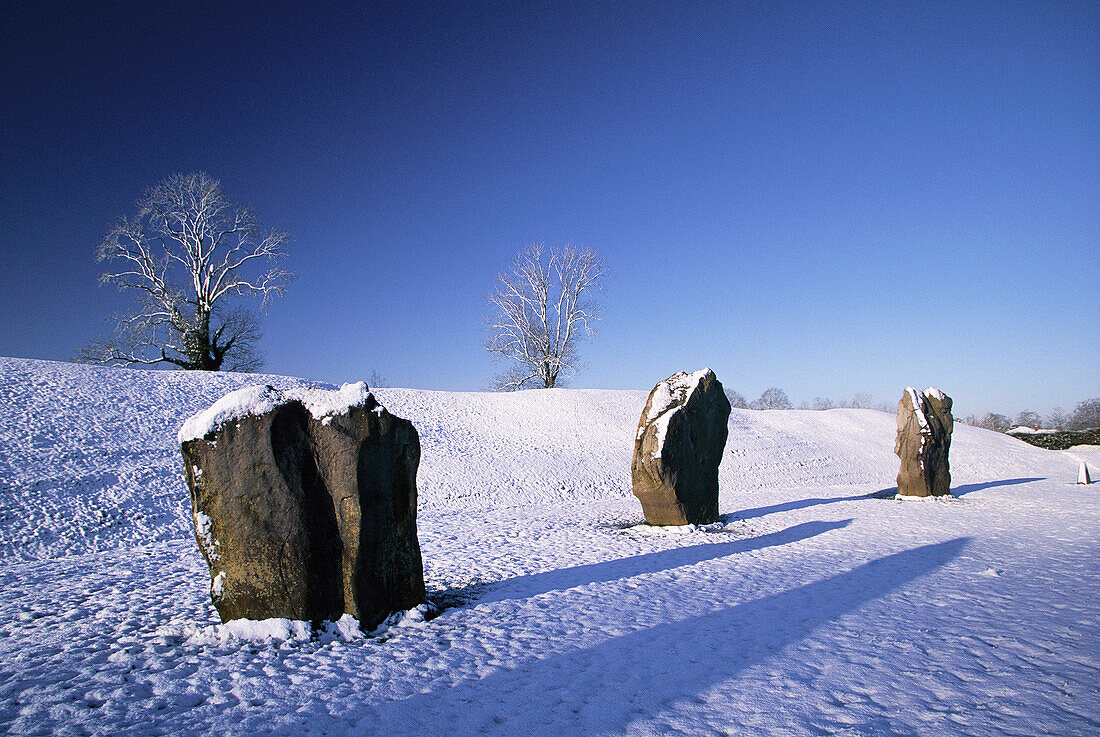 Stone Circle in Winter, Avebury, Wiltshire, UK, England