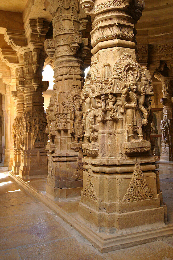 Jain temple, interior detail, Jaisalmer, Rajasthan, India