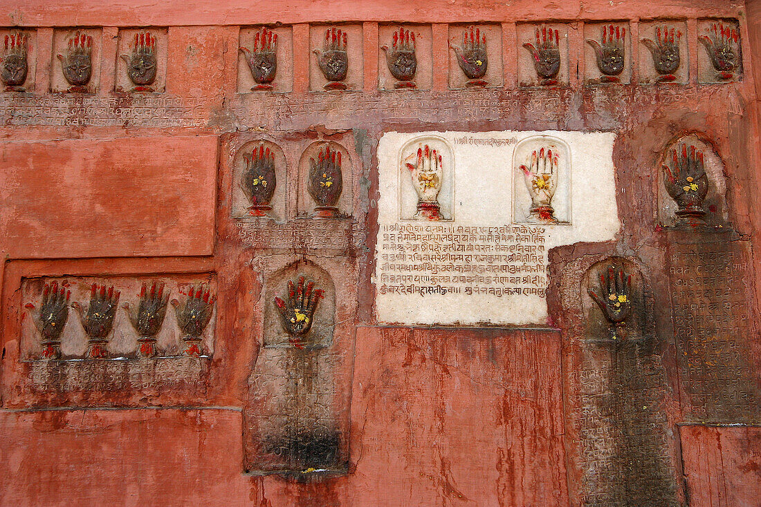 Sati marks at the Junagarh Fort, Bikaner, Rajasthan, India