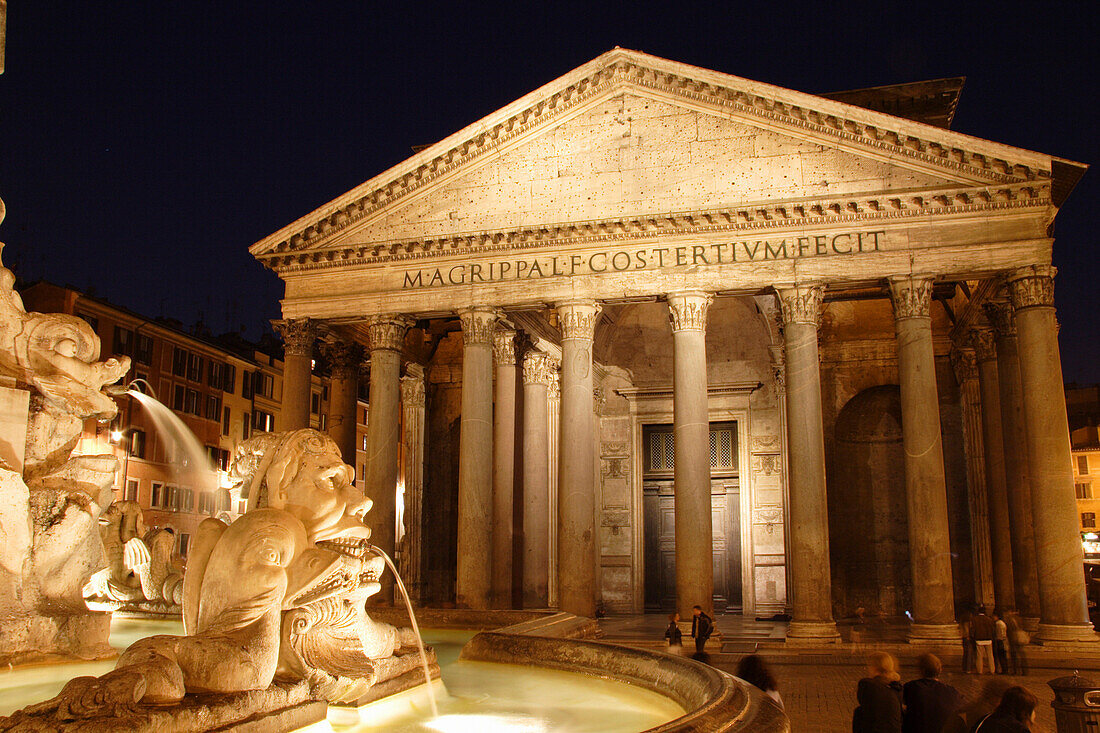 Pantheon at night, Rome, Lazio, Italy