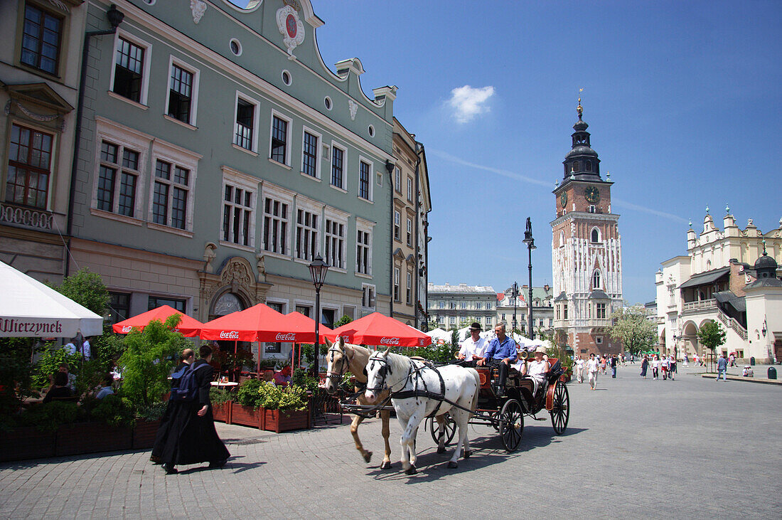 Market Square. Horse & carriage., Krakow, Poland