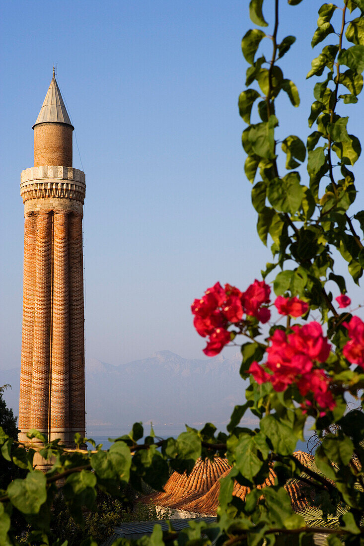 Yivli minaret at the Old Town in the sunlight, Antalya, Turkey, Europe