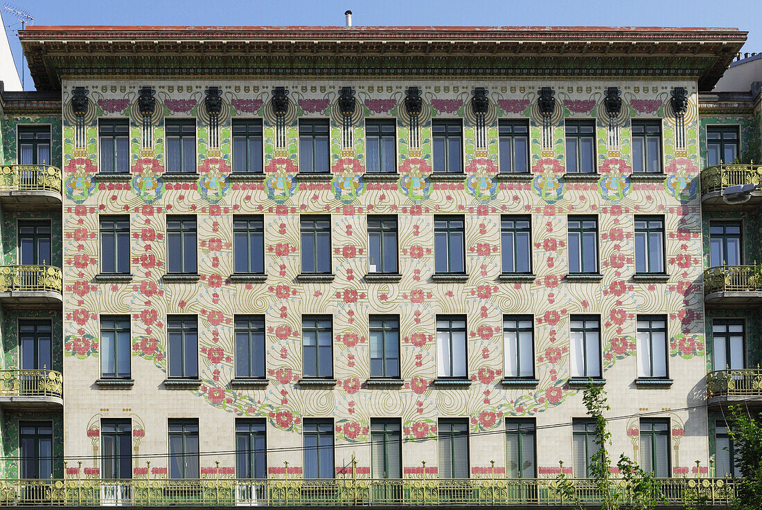 Facade of an art nouveau building, Vienna, Austria