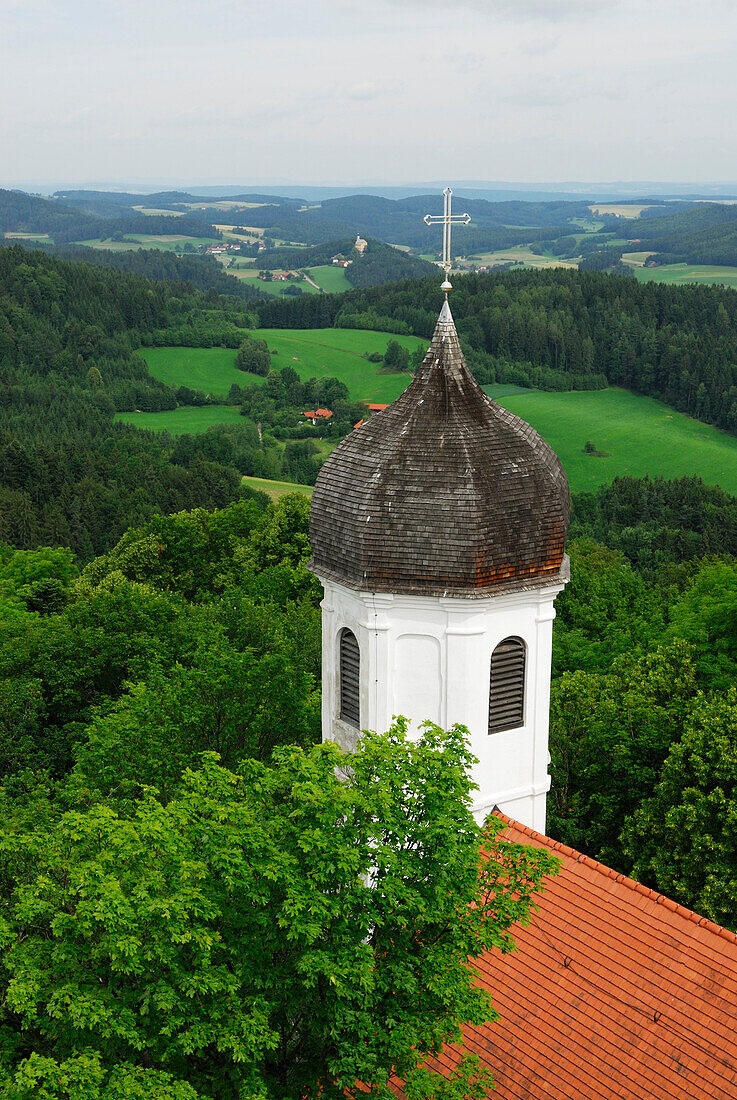 Spire of the chapel, castle Falkenstein, Bavarian Forest, Upper Palatinate, Bavaria, Germany