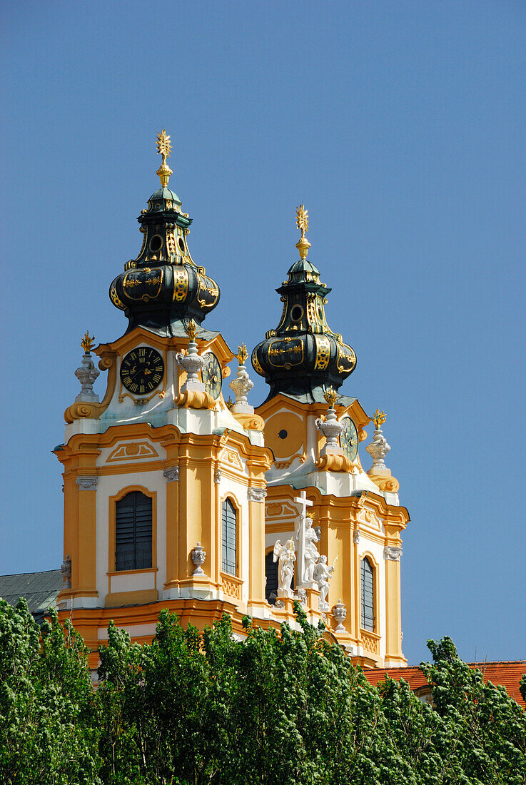 Türme der Stiftskirche, Kloster Melk, Wachau, Niederösterreich, Österreich