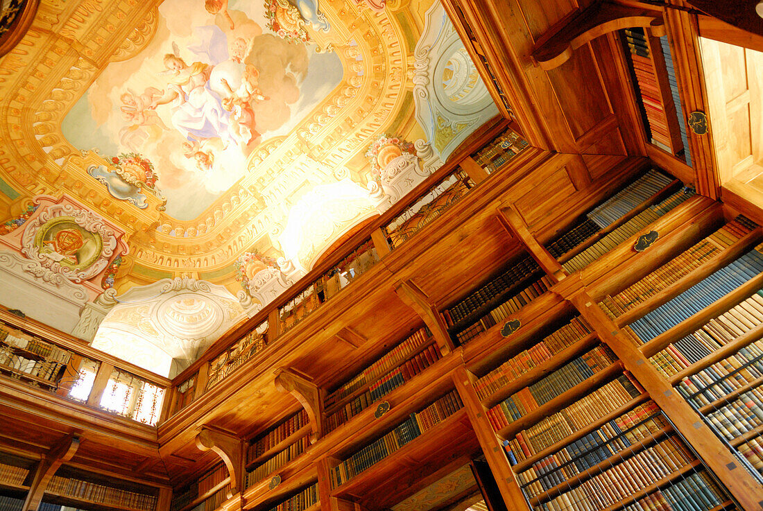 Library, Melk Abbey, Wachau valley, Lower Austria, Austria