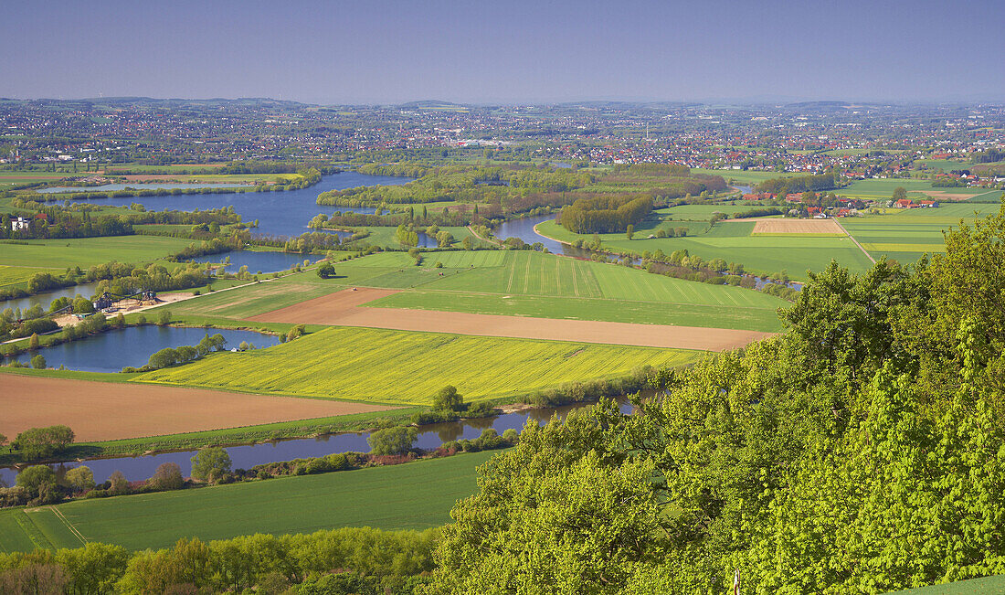 View over Weser valley, Porta Westfalica, North Rhine-Westphalia, Germany