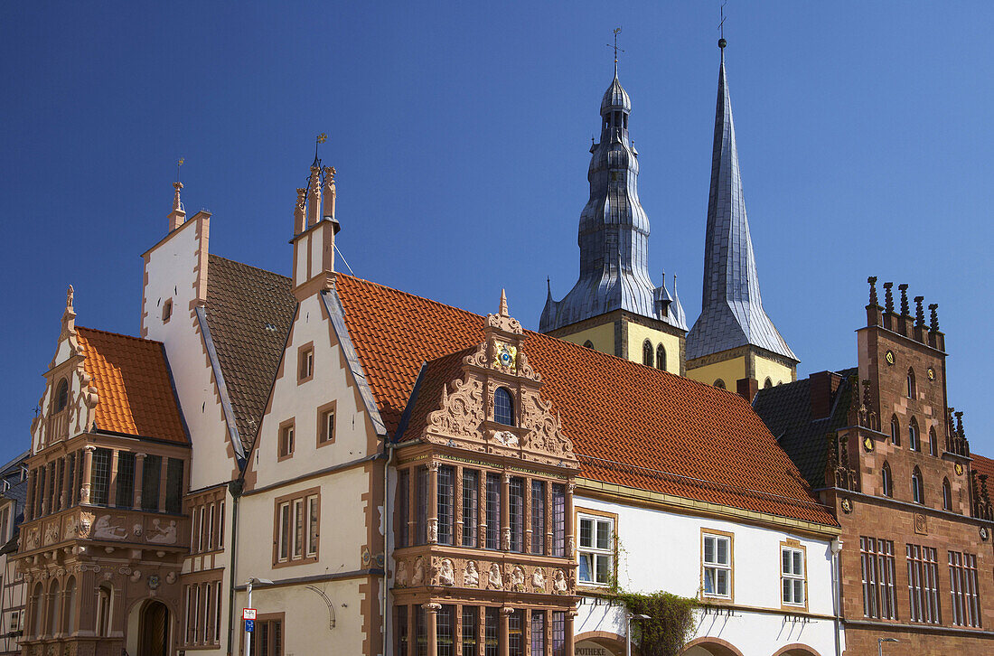 Market square with town hall, Lemgo, North Rhine-Westphalia, Germany