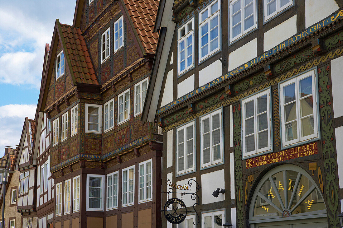 Half-timbered house, Krumme Straße, Old city, Detmold, Straße der Weserrenaissance, Lippe, Northrhine-Westphalia, Germany, Europe