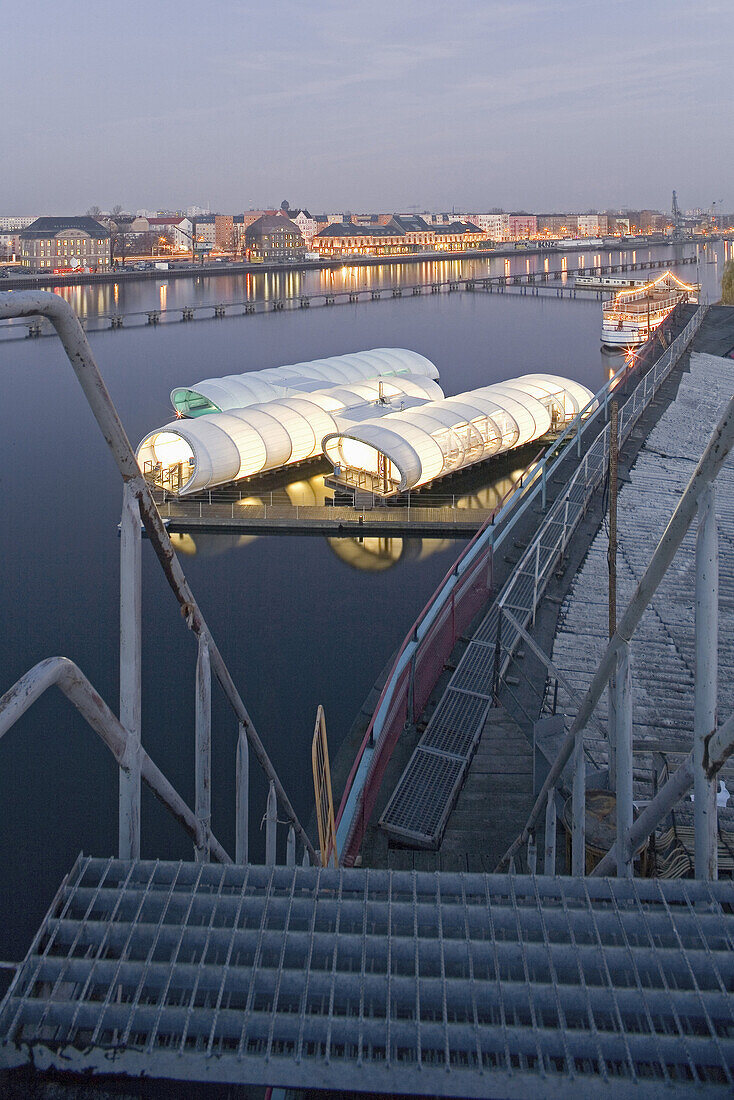 Bathing ships on river Spree, Berlin, Germany