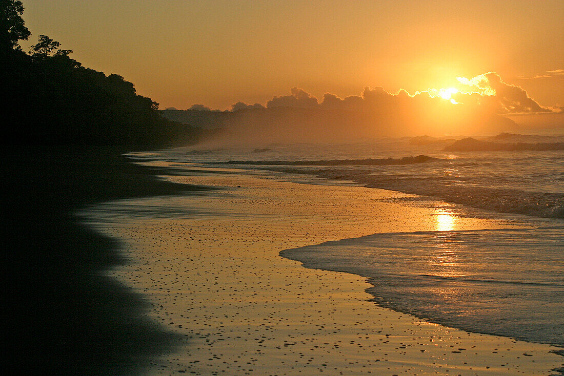 Beach scene at sunrise, Corcovado National Park, Costa Rica