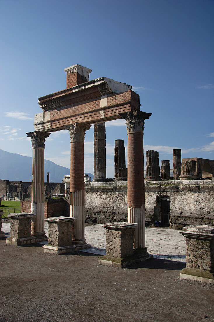 View of the Temple of Apollo from the Forum, Pompeii, Campania, Italy