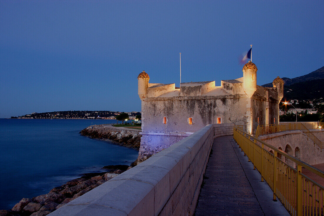 The fort at night, Menton, Cote d'Azur, France