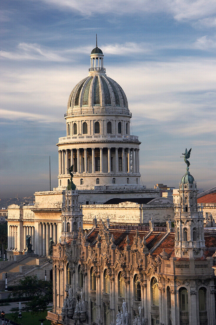 Parque Central with the Capitol Building and Grand Theatre, Havana, Cuba, Caribbean