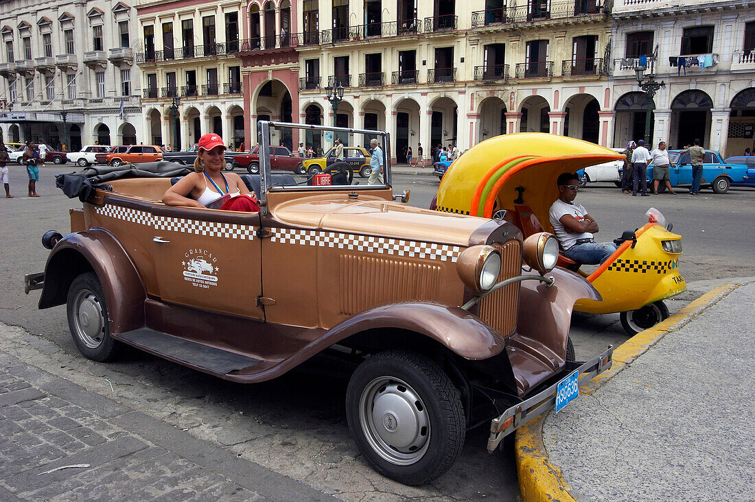 Taxis in Parque Central, Havana, Cuba, Caribbean