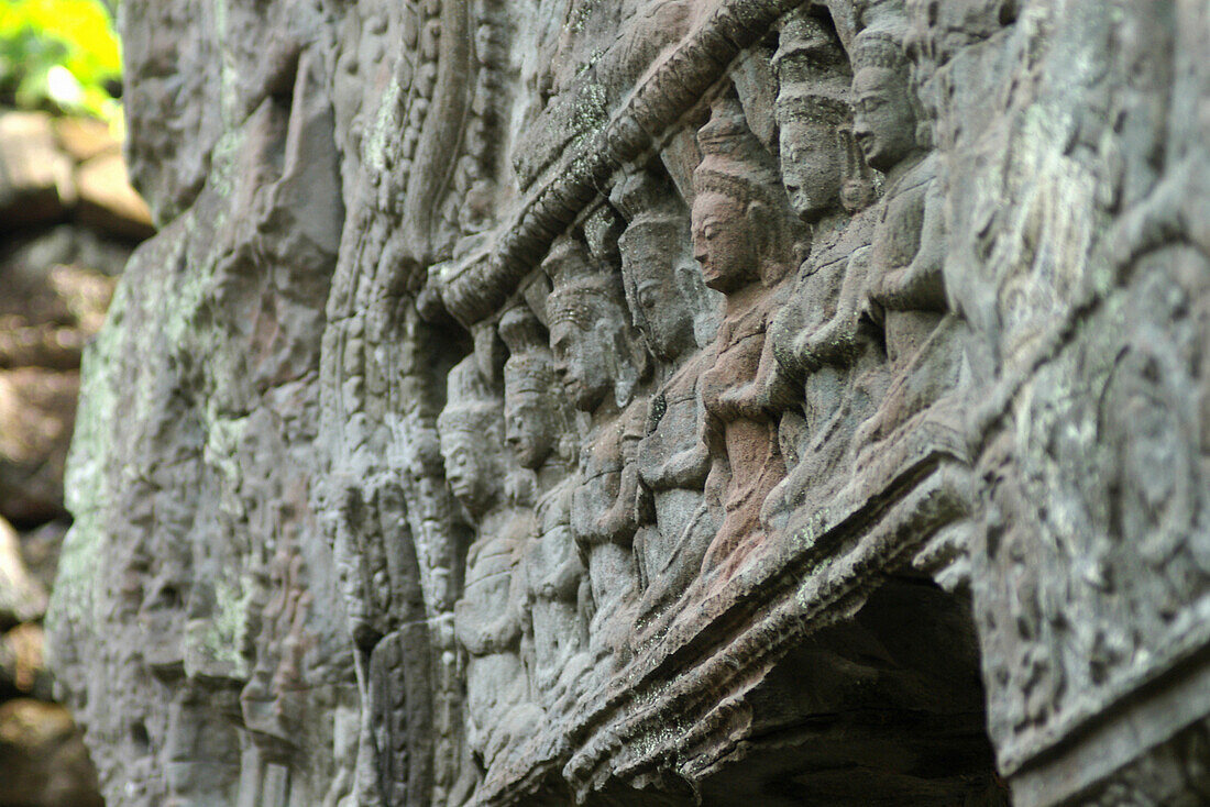 Angkor Wat, Bas-relief at Ta Prohm, Siem Reap, near, Cambodia