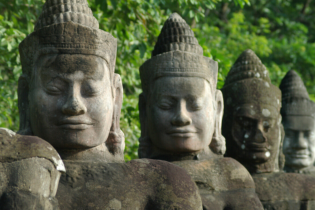 Angkor Wat, Sculptures at roadside by Ta Prohm temple, Siem Reap, near, Cambodia