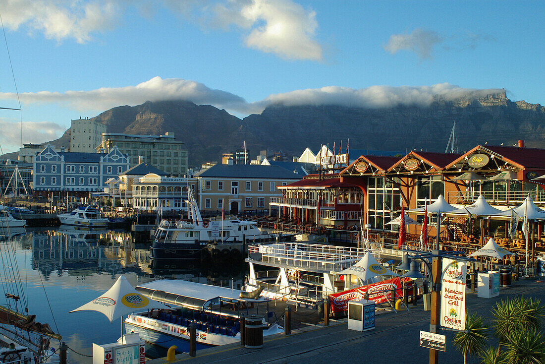 The V&A Waterfront withTable Mountain in background, Cape Town, Western Cape, South Africa