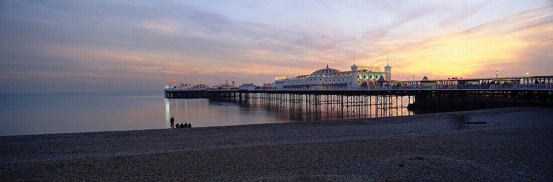 Brighton Pier at Sunset, Brighton, East Sussex, UK, England