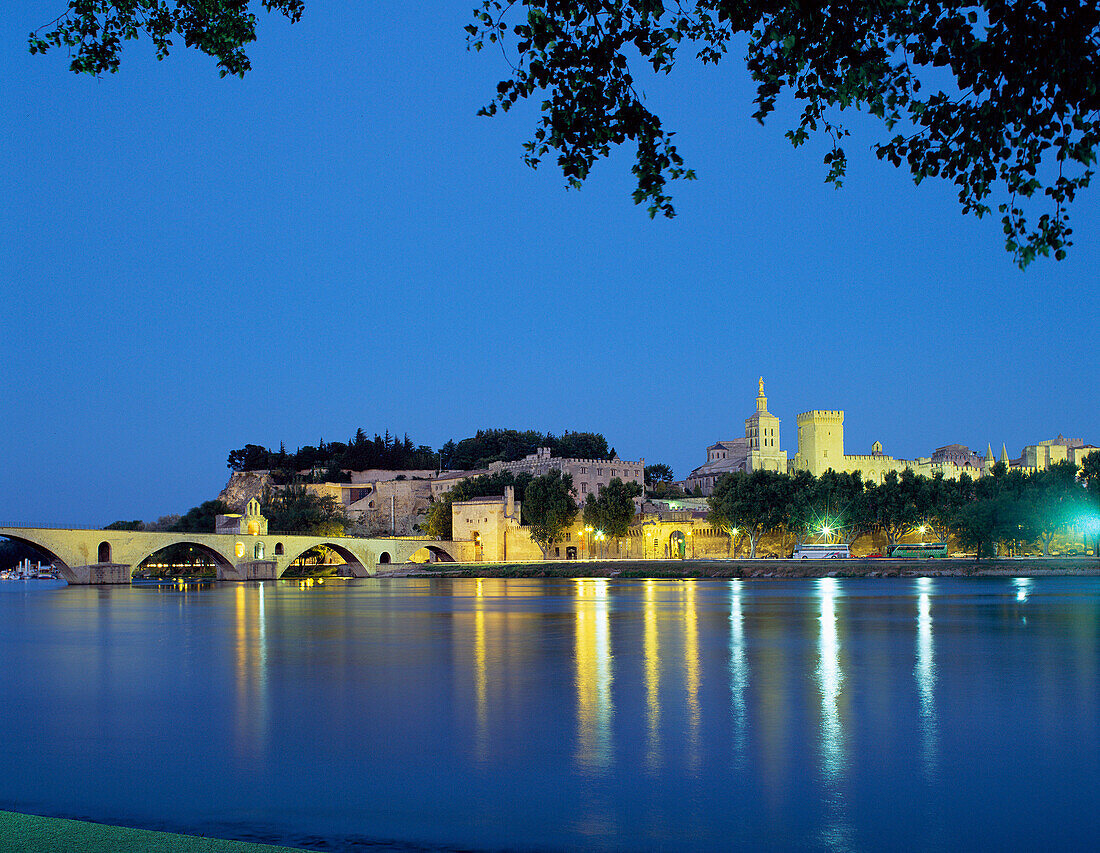 View of Town at Night, Avignon, Provence, France