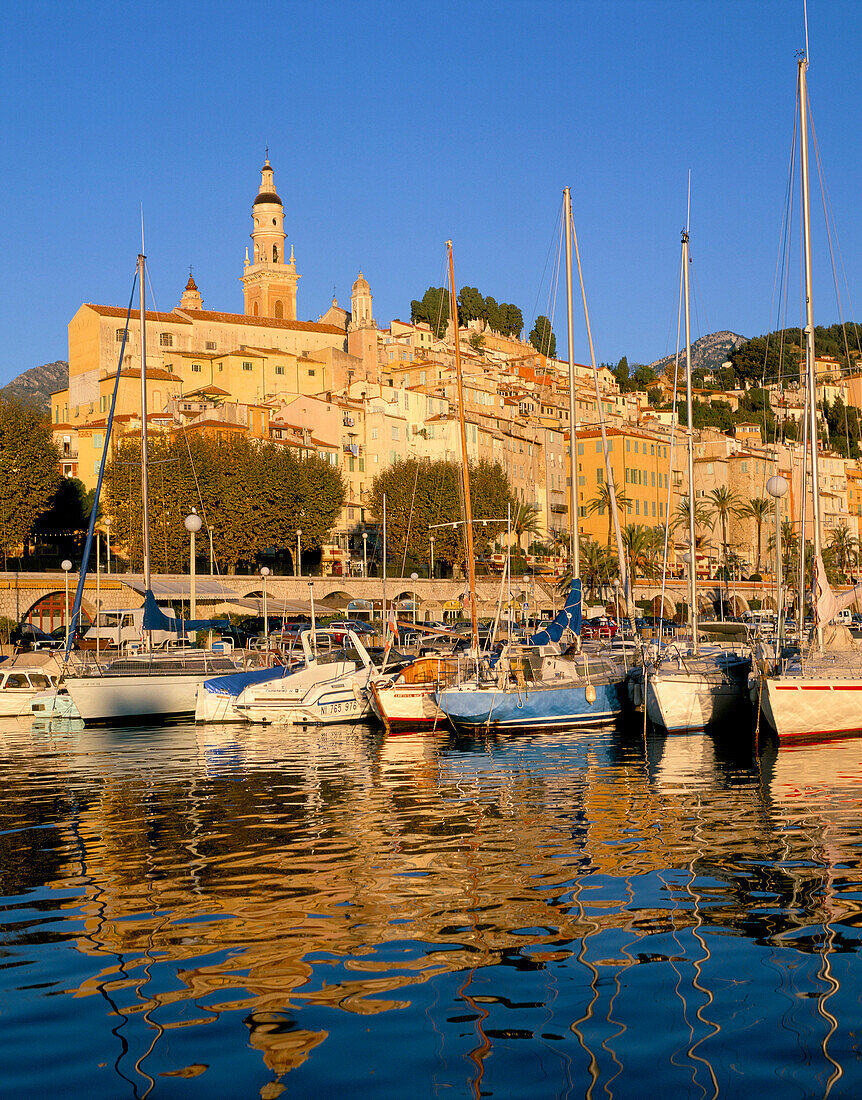 Harbour and Town, Menton, Cote d'Azur, France
