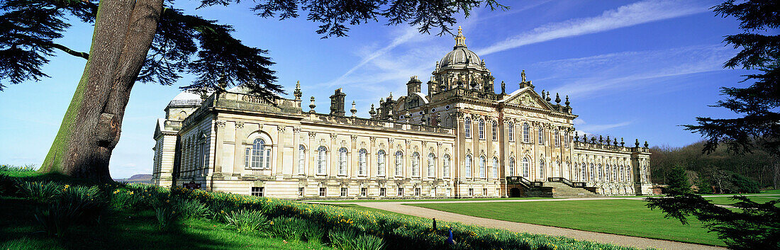 Castle and Gardens in Spring, Castle Howard (Nr. York), Yorkshire, UK, England